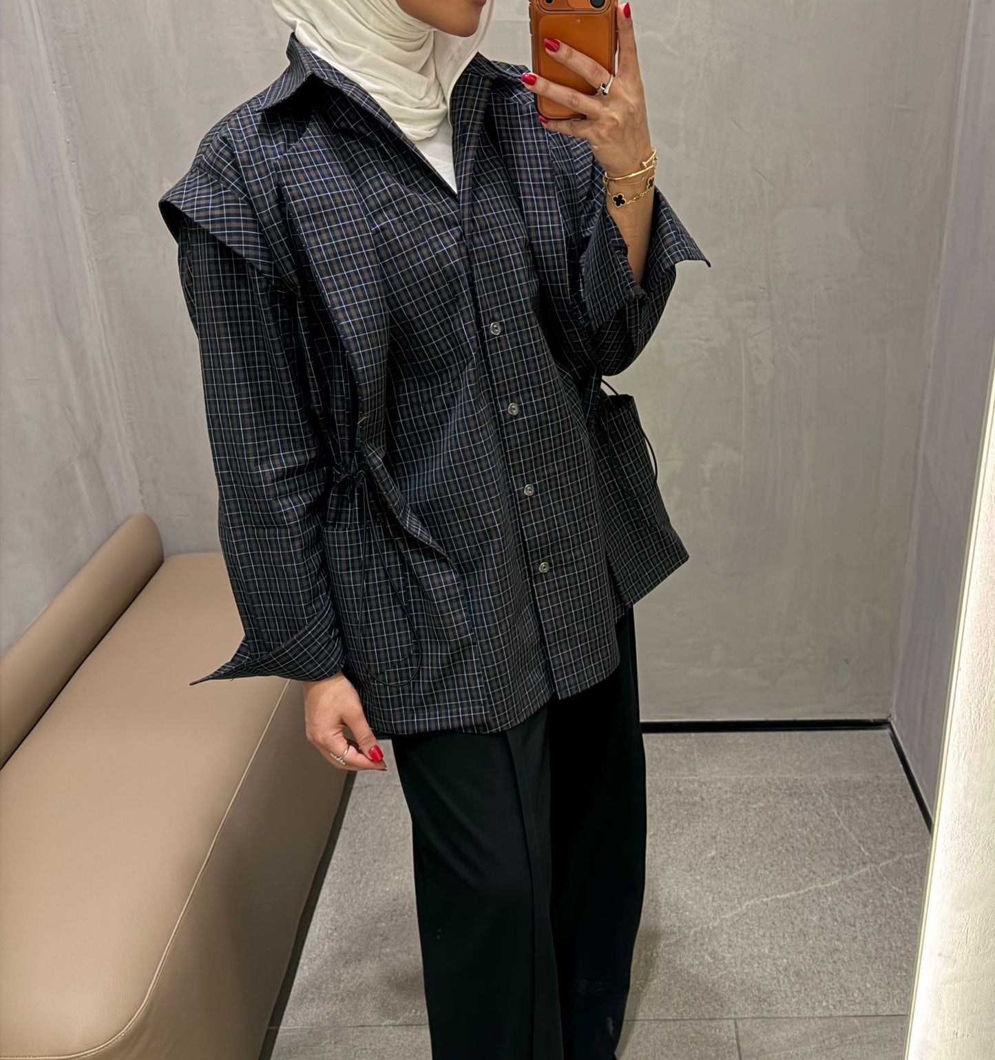 Dark blue checkered shirt