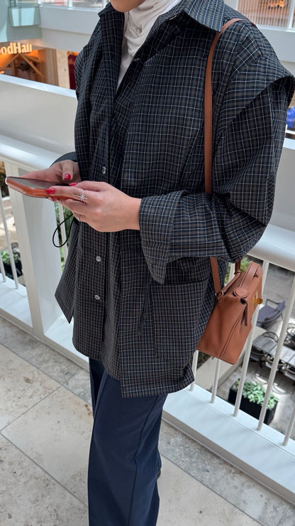 Dark blue checkered shirt